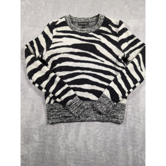 Banana Republic Sweater Womens Size Medium Zebra Print Italian Merino Blend Knit - Picture 1 of 10